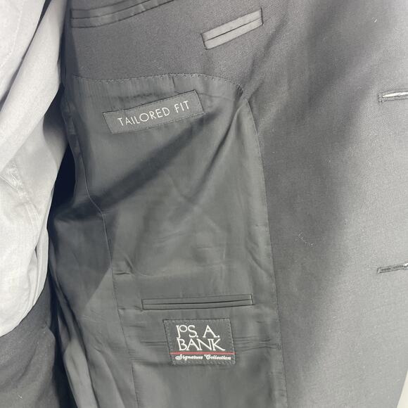 Jos A Bank Signature Collection Mens 43L Black Tailored Fit Blazer Suit Jacket - Picture 7 of 8